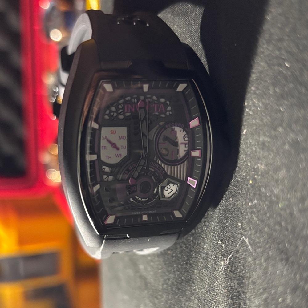 Invicta 25936 S1 Rally Diablo 42 mm – Swiss Quartz, Black Case, Purple Accents